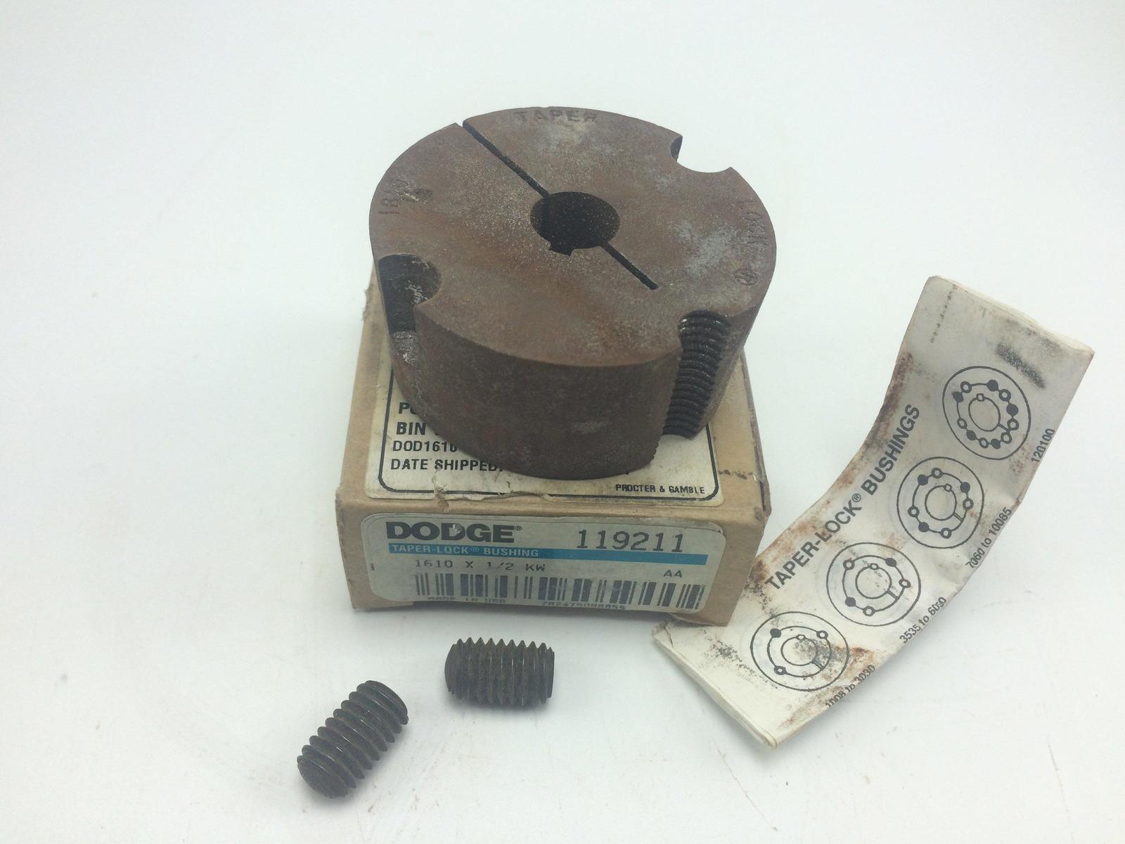 NEW Dodge 119211 Taper Lock Bushing 1610X1/2&quot;  - $12.36