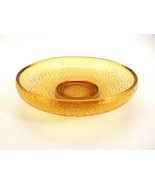 7&quot; Footed Amber Glass Flat Bowl, Faux Crackle Glass Pattern, Candy, Nuts... - £15.62 GBP