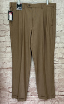 Roundtree &amp; Yorke Pants 36x30 Travel Smart Ult Comfort Pleated Classic Brown NEW - £30.59 GBP