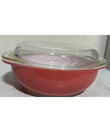 Vintage 1955 Pyrex Desert Dawn  Red And White2 QT #024 Round Casserole B... - $41.58