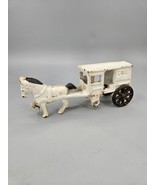 Vintage Cast Iron “Fresh Milk” Horse Drawn Wagon Collectible 7” White Black - £4.71 GBP