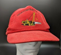 Hahn Contracting Co Ball Cap Red Corduroy Snapback Hat Adjustable Braid ... - £7.58 GBP