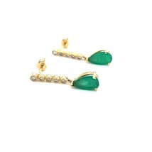 Natural Emerald Diamond Dangle Earrings 14k YG 2.23 TCW Certified $3,975 121256 - £938.94 GBP