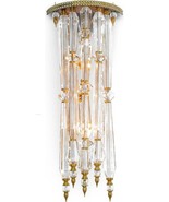 Sconce Wall Haley MidCentury Modern Leaded Cut Glass Iron Silver Gold Lu... - £2,258.75 GBP