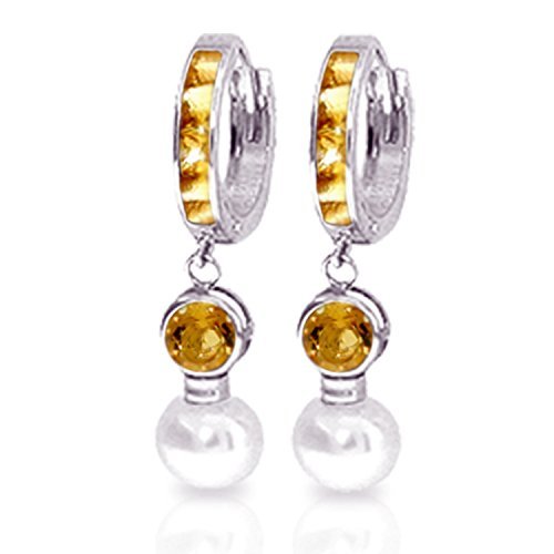 Primary image for Galaxy Gold GG 14k White Gold Hoop Earrings with Freshwater-cultured Pearls and 