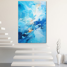 Blue Abstract Canvas Painting Wall Art Poster Landscape Canvas Print Picture - £10.95 GBP+