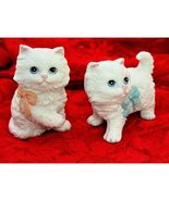 Pair of 2 Vintage HOMECO White Persian Kittens Porcelain Cats #1428 NO F... - £19.04 GBP