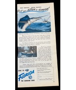 Come to Florida The Sunshine State Vintage Print Ad 40s Fishing Travel B... - $11.89