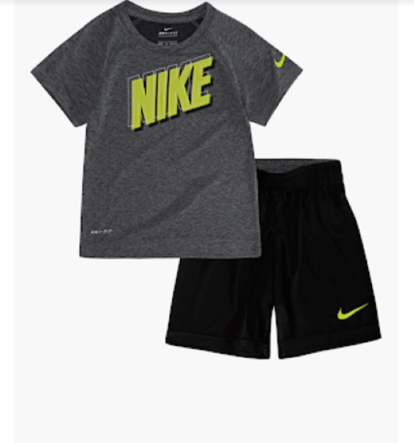 Primary image for Nike Little Boys Dri-FIT Graphic Tee & Shorts 2 Piece Set Grey/Black 3T