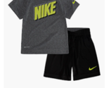 Nike Little Boys Dri-FIT Graphic Tee &amp; Shorts 2 Piece Set Grey/Black 3T - £22.48 GBP