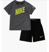 Nike Little Boys Dri-FIT Graphic Tee &amp; Shorts 2 Piece Set Grey/Black 3T - £22.02 GBP