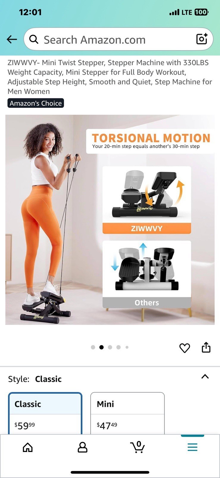 Twist Stepper for Exercise at Home, Mini Stair Stepper with Resistance Bands Item image 2