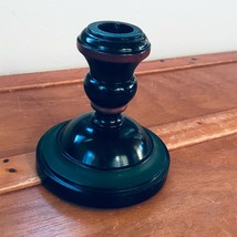 Vintage Large Black Painted with Red &amp; Green Stripes Wood Candle Holder  – 5.5 i - £8.30 GBP