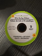 Floral Garden Qire Burlap Ribbon 1.5&quot; x 108&quot; (9 Feet / 3 Yds) - $6.16