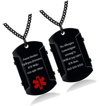 Personalized Medical Alert ID Tag Necklace for Men Women Men - £55.59 GBP