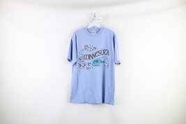 Vintage 90s Streetwear Womens Large Faded Spell Out Minnesota Flower T-Shirt USA - £27.59 GBP