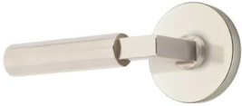 Emtek L-Square Faceted Lever Righ Hand Passage Set with Disk Rose , Satin Nickel - £66.39 GBP