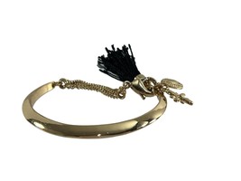 Samantha Wills Gold Tone Black Tassel Bracelet Dangle Charms Bangle - £22.94 GBP