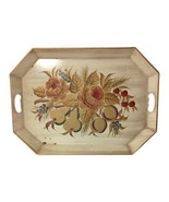 Pilgrim Art Metal Floral Tray Tole Large Rectangle Hand Painted Colonial... - £43.01 GBP