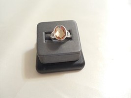 Department Store Size 6 Silver Tone Amber Stone Ring Y380 - £9.79 GBP