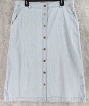 Laura Scott Jean Skirt Womens 12 Blue Denim Distressed Vintage Button Up Midi - £22.08 GBP