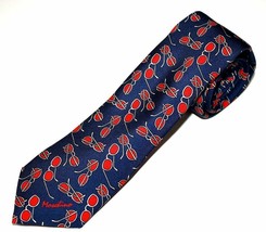 MOSCHINO Logo NECKWEAR Blue TIE Red SUNGLASSES Print MADE IN ITALY Silk - $128.67