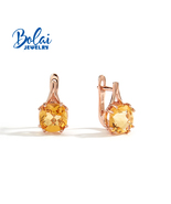 Simple clasp earrings wiht natural citrine cushion 8mm checkerboard fine... - £31.09 GBP