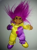 Russ 9&quot; Troll Doll Jester Clown Suit (Half Yellow/half Purple) Fucsia Hair  - £39.32 GBP