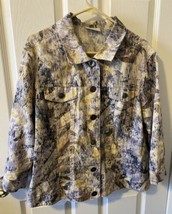 Chico&#39;s Jacket~Size 3~Linen &amp; Cotton~Button Up~3/4 Sleeves~ Tie Dye - £19.09 GBP