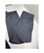 Hickey Freeman Dress Pants Mens Black Pinstripe Flat Front Cuffed Hem Si... - $55.99 CAD