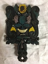 Vintage Cast Iron TRIVET Urn Grapes Leaves Black Metal Sunflower hot plate - €25,91 EUR