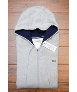 Lacoste Sport SH7609 Mens Full Zip Gray Fleece Cotton Hooded Jacket Hood... - £51.07 GBP