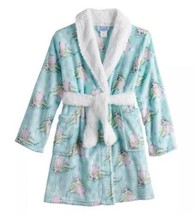 Girls Robe Bath Winter Disney Frozen Dream Blue Fleece Long Sleeve Collared-sz 4 - £20.19 GBP