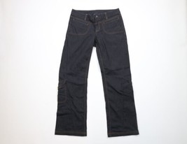 Athleta Womens Size 31 Faded Flared Wide Leg Denim Cargo Jeans Pants Black - £38.89 GBP