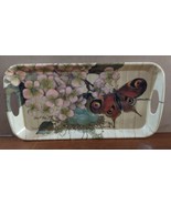 Vintage Evergreen Melamine Serving Tray Moths Flowers Armie Fisk 15x7.5 - $16.70