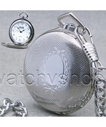 Pocket Watch Silver Color for Men 41 MM with Arabic Numbers Dial Fob Cha... - £17.25 GBP