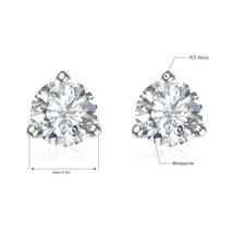 Real D Color 2 Carat Moissanite Earrings For Women 100% 925 Sterling Silver With - £105.75 GBP