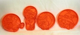 Orange Plastic Cookie Cutters Play-Doh 3 Witches &amp; 1 Cat Lot of 4 - £7.83 GBP
