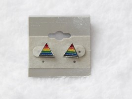 NEW Silver Rainbow Pyramid Post Earrings Gay Pride LGBTQ - £4.69 GBP