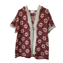 CJ Banks Hooded Sweater Womens Size X Poncho Style Snowflakes Pattern Open Front - £10.73 GBP