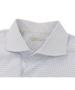 Mens Suitsupply Traveller Dress Shirt Mens 17L White Blue Grid Checks - £19.75 GBP