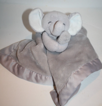 Carters Elephant Gray White Ears Plush Security Blanket Satin Trim Edge Soft Toy - $11.65