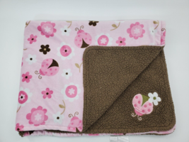 Baby Starters Blanket Ladybug Pink Brown Sherpa Girl Security B83 - £19.68 GBP