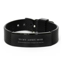 Lovely Army Mom Black Shark Mesh Bracelet,  The bravest heart I know belongs to  - £19.63 GBP