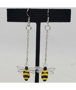 Vintage Style CUTE Bumble Bee Statement Earrings 3 Inch Dangle Drop - $16.83