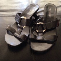 women&#39;s shoes heeled sandals leather upper size 7W by Andrew Geller - $24.99