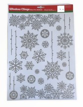  Christmas Silver Snowflakes Window Clings Sticks Windows and More 23 PC Holiday - £10.86 GBP