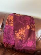 Beautiful Wine &amp; Orange Super Soft Floral Women’s Neck Scarf – 11.5 x 52... - £8.89 GBP