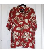 Consensus Sportswear Men&#39;s Large Red Rayon Hawaiian Print Button Up Shirt - £14.37 GBP