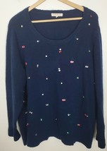 Retrology Women&#39;s Plus Size 2x Rhinestone Sweater Navy Blue Gems (#5) - £7.53 GBP